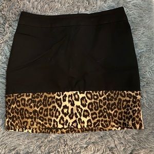 Black leopard print trim skirt